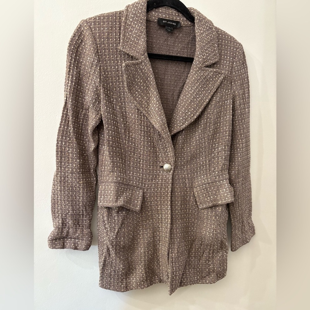 St. John women’s knit blazer - size 4 - single button closure - brown